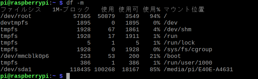 ディスク使用量